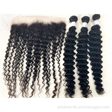 2021Cheap Unprocessed Raw Indian Human Hair Cuticle Aligned Deep Wave Bundles High Quality Double Drawn Virgin Hair Vendors